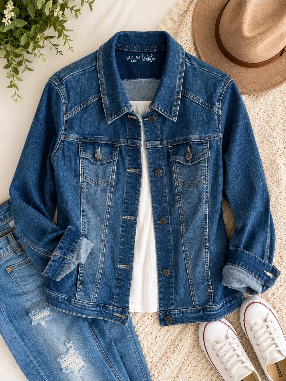 Riders by Lee Medium Blue Denim Jacket with Button Front